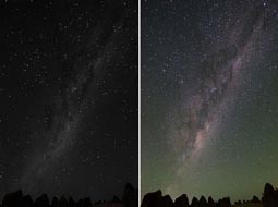 مقایسه کنید: آنچه دوربین عکاسی در مقایسه با چشم غیرمسلح انسان قادر به ثبت از آسمان شب است!
