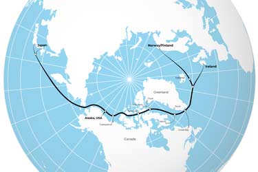 کابلی برای اتصال مستقیم اروپا به ژاپن از طریق قطب شمال