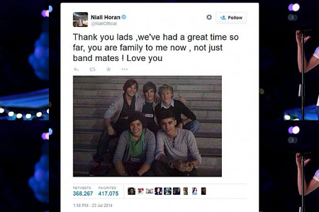 3- توئیت گروه موسیقی Niall Horan مربوط به جشن تولد 4 سالگی آن با 366,943 بار انتشار